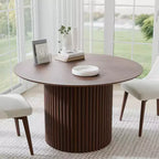PexFix Tavolo da pranzo rotondo in legno da 46 pollici Tavolo da cucina circolare con base a strisce di legno Tavoli da pranzo moderni in stile rustico per cucina Soggiorno Noce