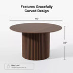 PexFix Tavolo da pranzo rotondo in legno da 46 pollici Tavolo da cucina circolare con base a strisce di legno Tavoli da pranzo moderni in stile rustico per cucina Soggiorno Noce