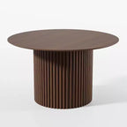 PexFix Tavolo da pranzo rotondo in legno da 46 pollici Tavolo da cucina circolare con base a strisce di legno Tavoli da pranzo moderni in stile rustico per cucina Soggiorno Noce