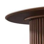 PexFix Tavolo da pranzo rotondo in legno da 46 pollici Tavolo da cucina circolare con base a strisce di legno Tavoli da pranzo moderni in stile rustico per cucina Soggiorno Noce