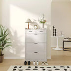 Shoe Cabinet with 3 Flip Drawers and 2 Drawers, Shoe Cabinet Storage for Entryway, Narrow Shoes Organizer for Entryway, White