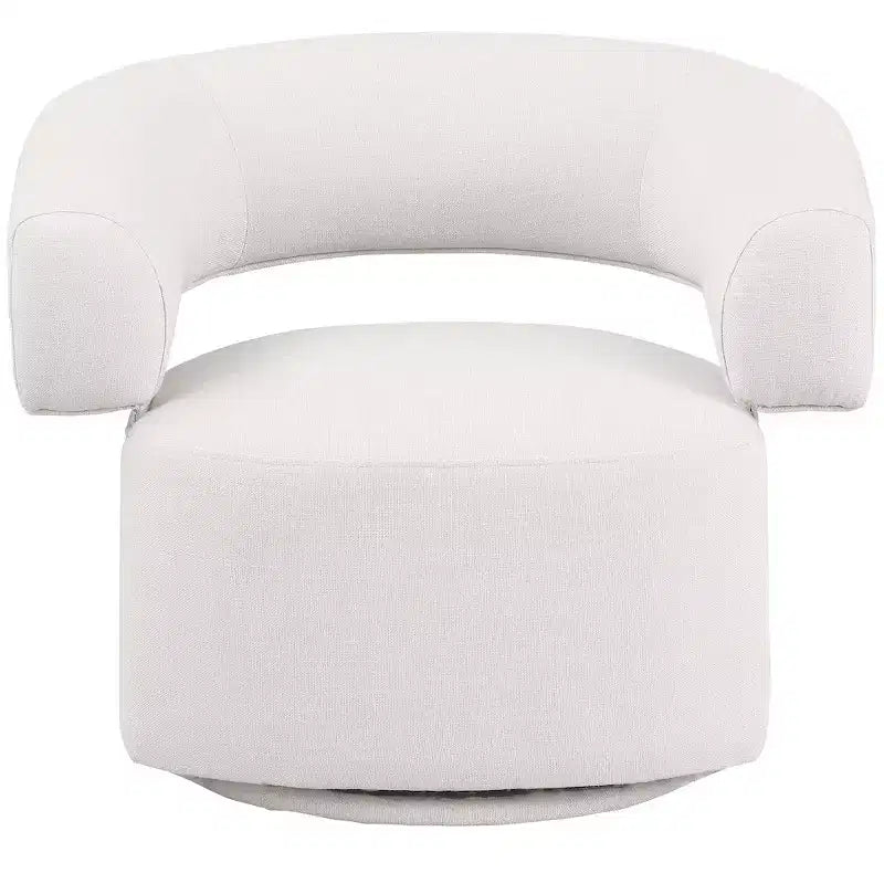 Meridian Furniture, Poltroncina girevole Niya con texture in lino color crema