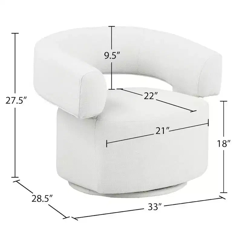 Meridian Furniture, Poltroncina girevole Niya con texture in lino color crema