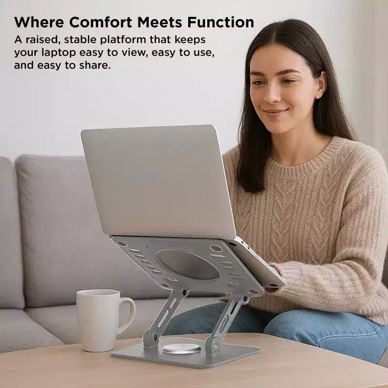 Uncaged Ergonomics Swivel Laptop Stand, Supporto Regolabile per Laptop da Scrivania per Sollevare, Inclinare, Ruotare e Raffreddare i Laptop, Supporto Ergonomico per Laptop