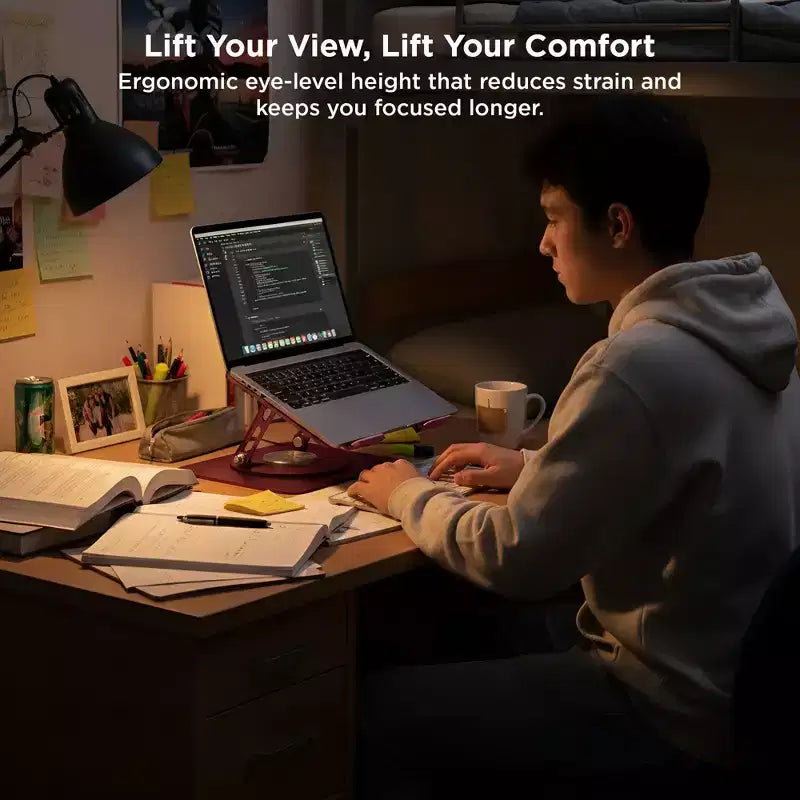 Uncaged Ergonomics Swivel Laptop Stand, Supporto Regolabile per Laptop da Scrivania per Sollevare, Inclinare, Ruotare e Raffreddare i Laptop, Supporto Ergonomico per Laptop