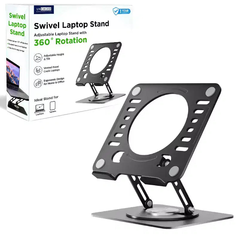 Uncaged Ergonomics Swivel Laptop Stand, Supporto Regolabile per Laptop da Scrivania per Sollevare, Inclinare, Ruotare e Raffreddare i Laptop, Supporto Ergonomico per Laptop