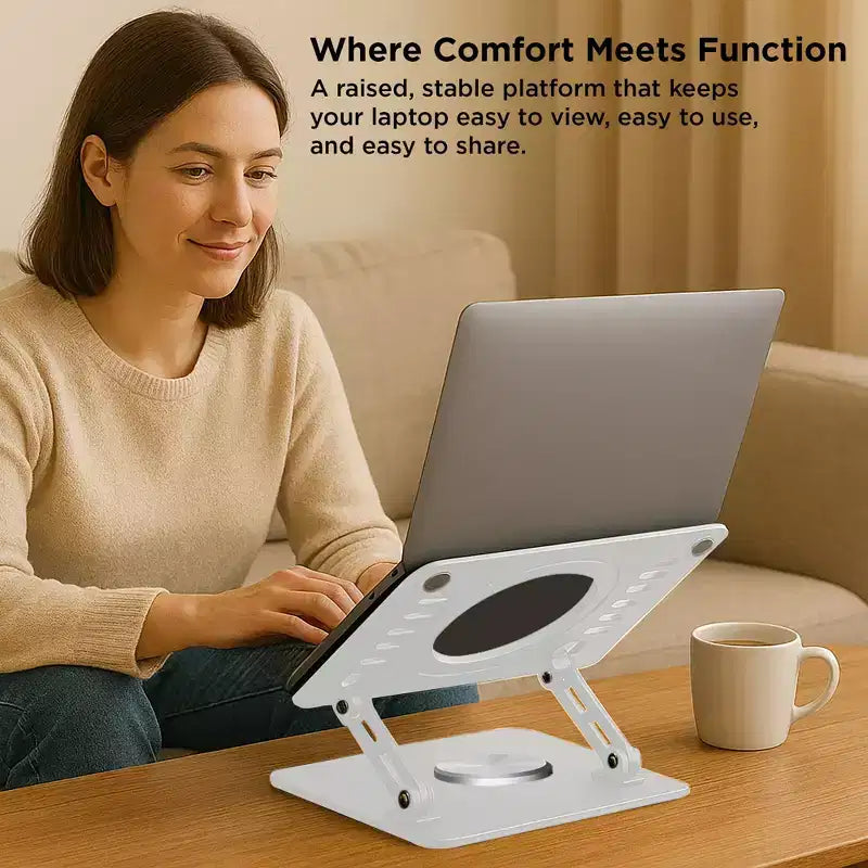 Uncaged Ergonomics Swivel Laptop Stand, Supporto Regolabile per Laptop da Scrivania per Sollevare, Inclinare, Ruotare e Raffreddare i Laptop, Supporto Ergonomico per Laptop