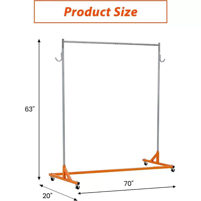 Acekool Z-Shape Appendiabiti su Ruote, Base Arancione o Nera, Pali Argento, 2 Coperture Antipolvere, per Esposizione al Dettaglio o Contenitore per Armadio