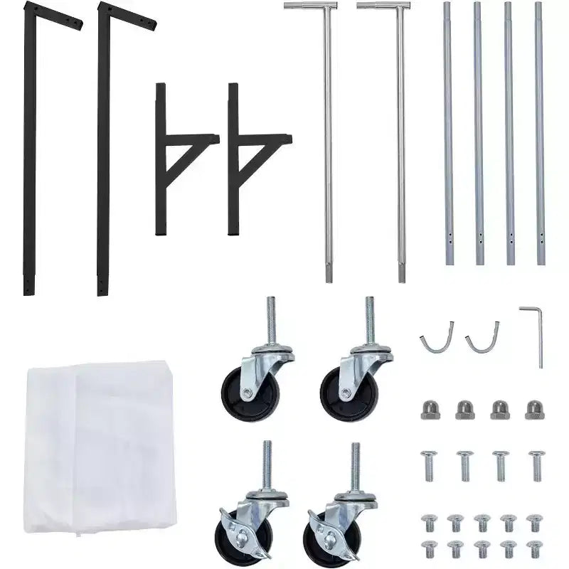 Acekool Z-Shape Appendiabiti su Ruote, Base Arancione o Nera, Pali Argento, 2 Coperture Antipolvere, per Esposizione al Dettaglio o Contenitore per Armadio
