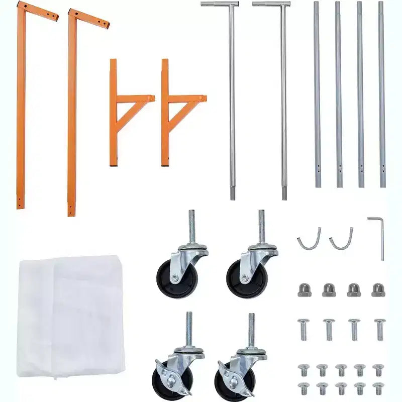 Acekool Z-Shape Appendiabiti su Ruote, Base Arancione o Nera, Pali Argento, 2 Coperture Antipolvere, per Esposizione al Dettaglio o Contenitore per Armadio