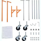 Acekool Z-Shape Appendiabiti su Ruote, Base Arancione o Nera, Pali Argento, 2 Coperture Antipolvere, per Esposizione al Dettaglio o Contenitore per Armadio