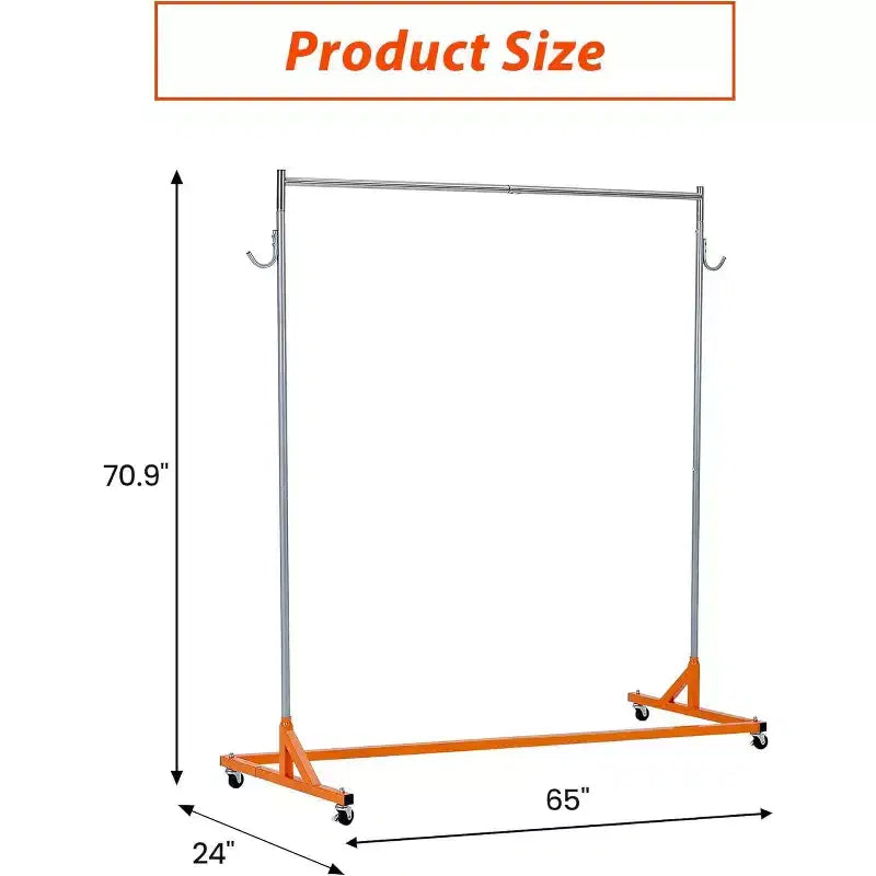 Acekool Z-Shape Appendiabiti su Ruote, Base Arancione o Nera, Pali Argento, 2 Coperture Antipolvere, per Esposizione al Dettaglio o Contenitore per Armadio