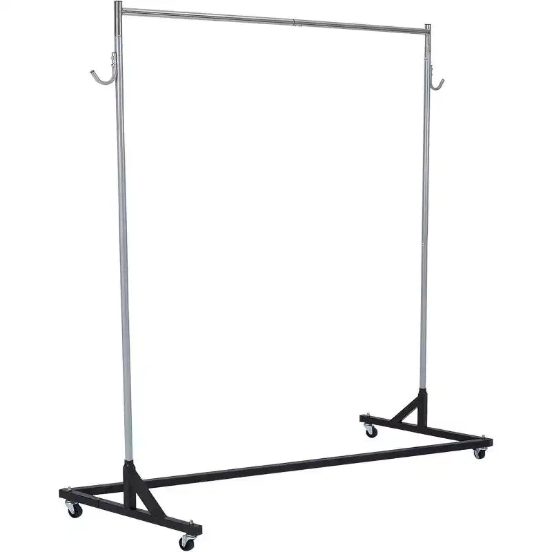 Acekool Z-Shape Garment Rack on Wheels, Orange or Black Base, Silver Poles, 2 Dust Covers, for Retail Display or Closet Storage