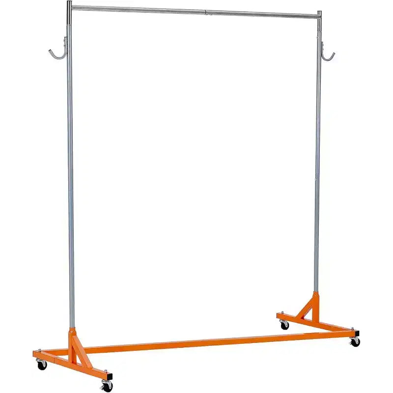 Acekool Z-Shape Appendiabiti su Ruote, Base Arancione o Nera, Pali Argento, 2 Coperture Antipolvere, per Esposizione al Dettaglio o Contenitore per Armadio