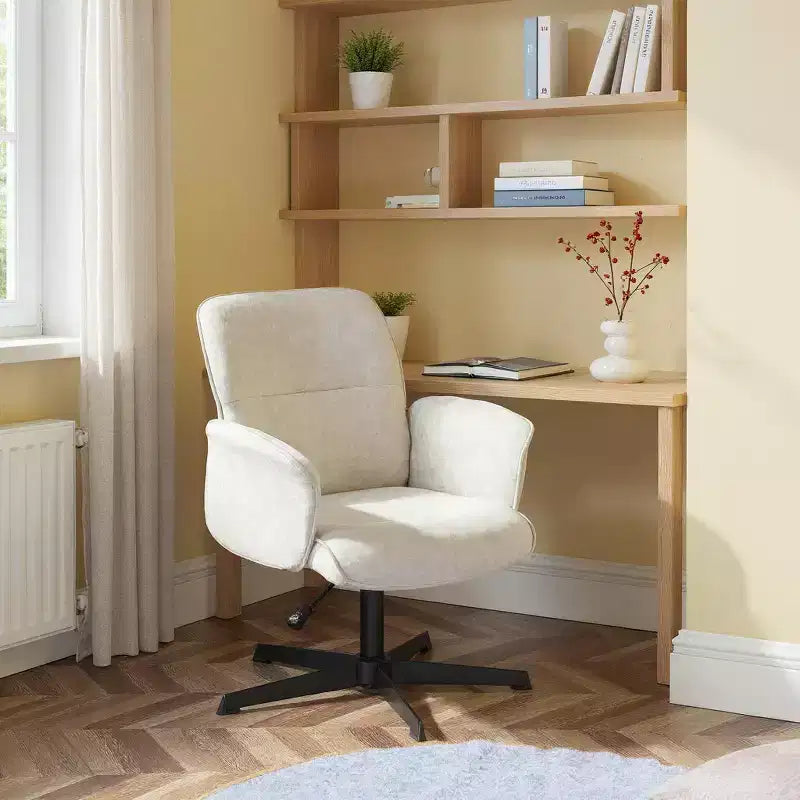 Homy Casa Sedia da lavoro girevole regolabile con braccioli imbottiti per piccoli uffici e vanità domestiche