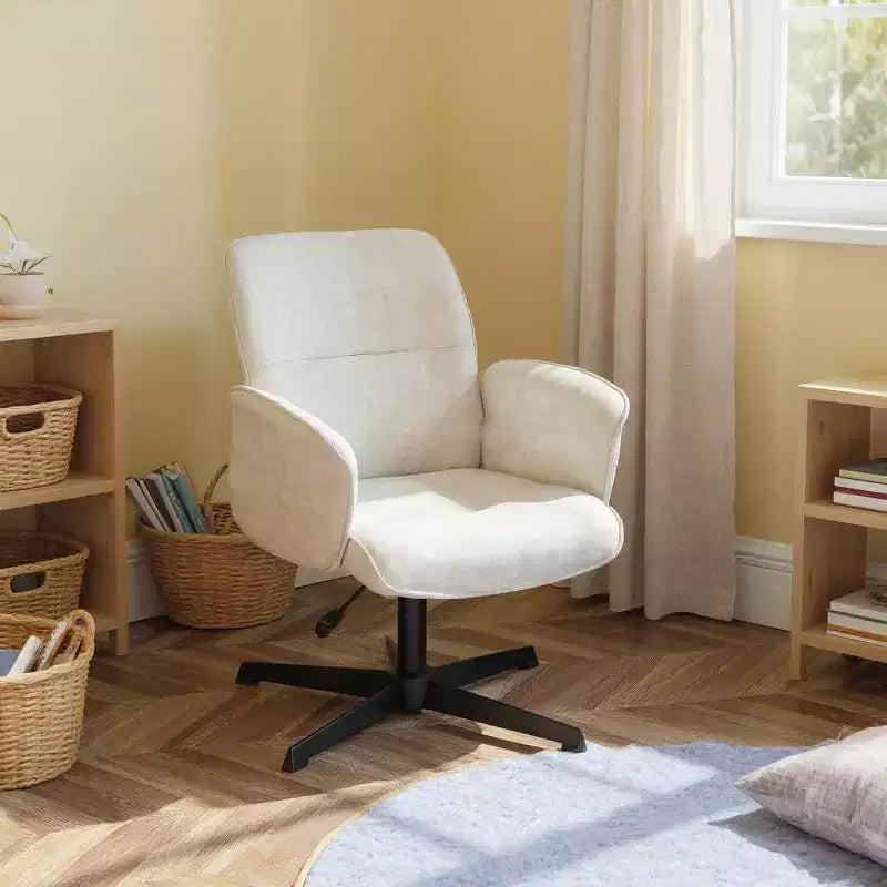 Homy Casa Sedia da lavoro girevole regolabile con braccioli imbottiti per piccoli uffici e vanità domestiche
