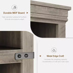 Libreria a 5 ripiani con armadietto, scaffale da fattoria con ante, libreria in legno a 5 ripiani alta 174,5 cm, grigia