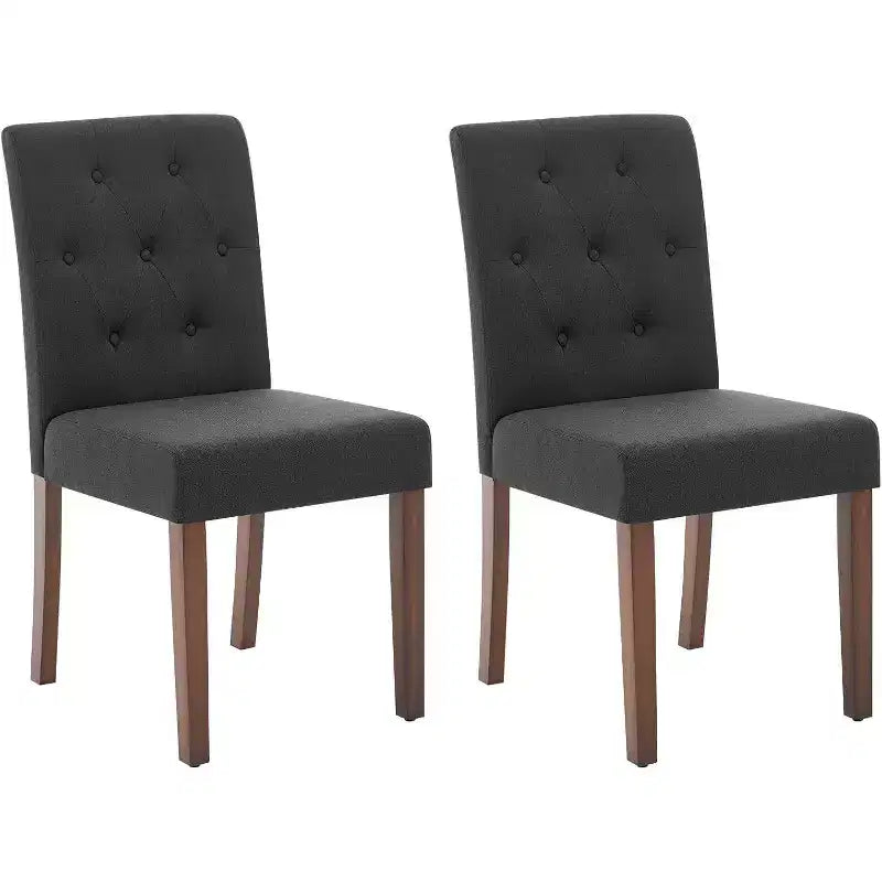 Acekool Sedie da Pranzo Imbottite Set da 2, Design Moderno Parsons con Morbido Tessuto di Lino e Robuste Gambe in Legno per Sala da Pranzo