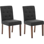 Acekool Sedie da Pranzo Imbottite Set da 2, Design Moderno Parsons con Morbido Tessuto di Lino e Robuste Gambe in Legno per Sala da Pranzo
