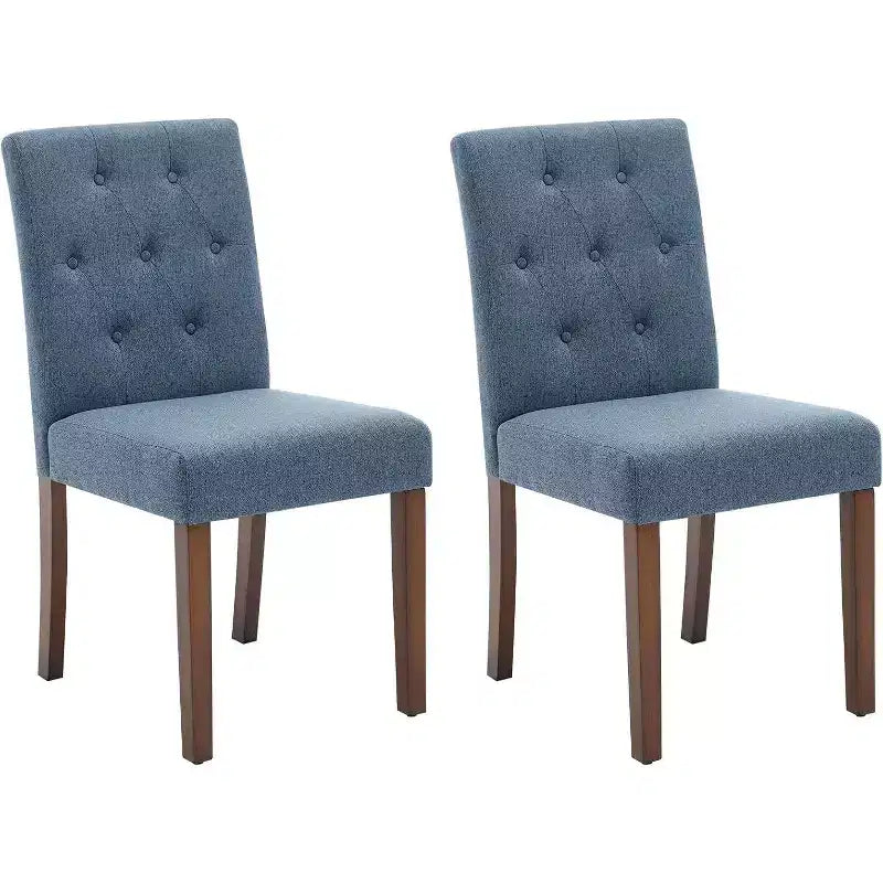 Acekool Sedie da Pranzo Imbottite Set da 2, Design Moderno Parsons con Morbido Tessuto di Lino e Robuste Gambe in Legno per Sala da Pranzo