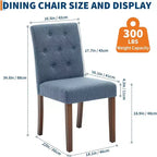 Acekool Sedie da Pranzo Imbottite Set da 2, Design Moderno Parsons con Morbido Tessuto di Lino e Robuste Gambe in Legno per Sala da Pranzo