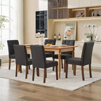 Acekool Sedie da Pranzo Imbottite Set da 2, Design Moderno Parsons con Morbido Tessuto di Lino e Robuste Gambe in Legno per Sala da Pranzo