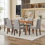 Acekool Sedie da Pranzo Imbottite Set da 2, Design Moderno Parsons con Morbido Tessuto di Lino e Robuste Gambe in Legno per Sala da Pranzo