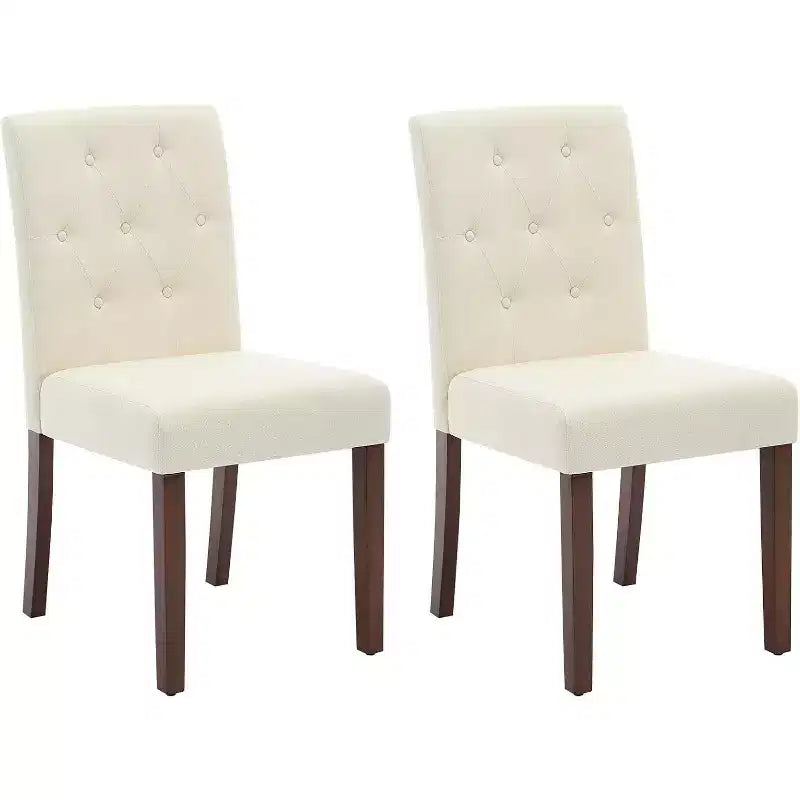 Acekool Sedie da Pranzo Imbottite Set da 2, Design Moderno Parsons con Morbido Tessuto di Lino e Robuste Gambe in Legno per Sala da Pranzo