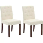 Acekool Sedie da Pranzo Imbottite Set da 2, Design Moderno Parsons con Morbido Tessuto di Lino e Robuste Gambe in Legno per Sala da Pranzo