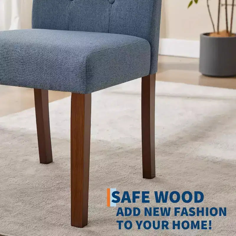 Acekool Sedie da Pranzo Imbottite Set da 2, Design Moderno Parsons con Morbido Tessuto di Lino e Robuste Gambe in Legno per Sala da Pranzo
