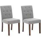 Acekool Sedie da Pranzo Imbottite Set da 2, Design Moderno Parsons con Morbido Tessuto di Lino e Robuste Gambe in Legno per Sala da Pranzo