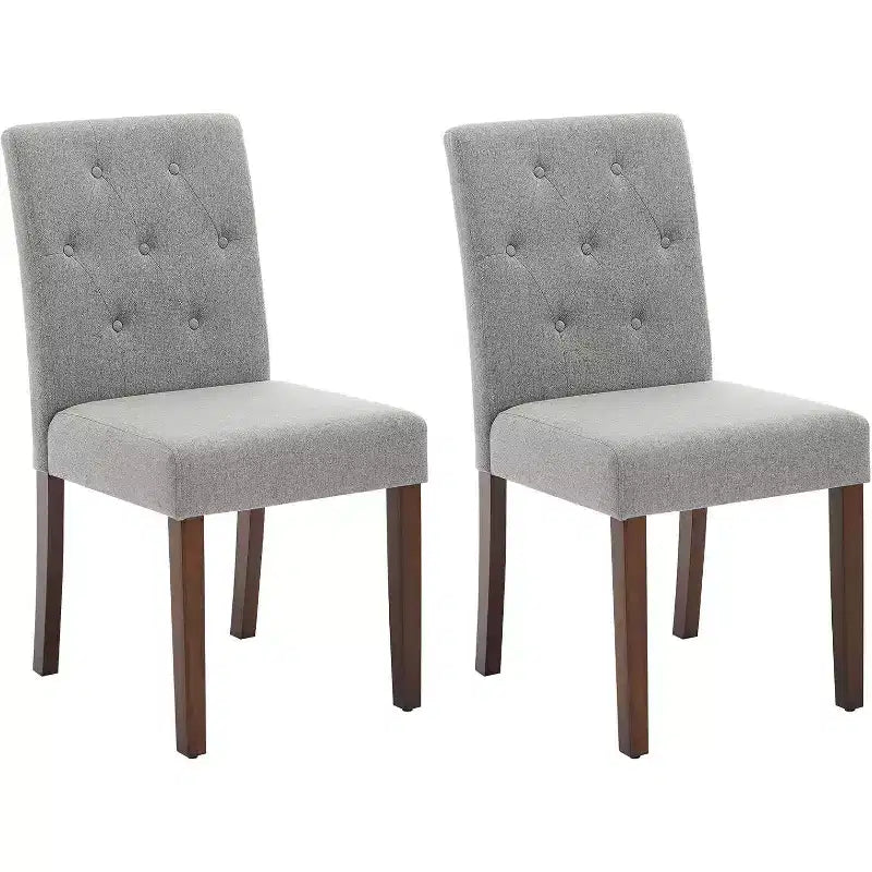 Acekool Sedie da Pranzo Imbottite Set da 2, Design Moderno Parsons con Morbido Tessuto di Lino e Robuste Gambe in Legno per Sala da Pranzo