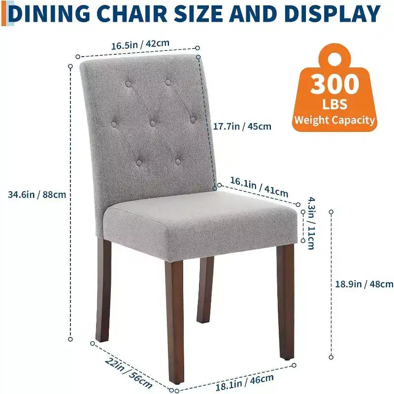 Acekool Sedie da Pranzo Imbottite Set da 2, Design Moderno Parsons con Morbido Tessuto di Lino e Robuste Gambe in Legno per Sala da Pranzo