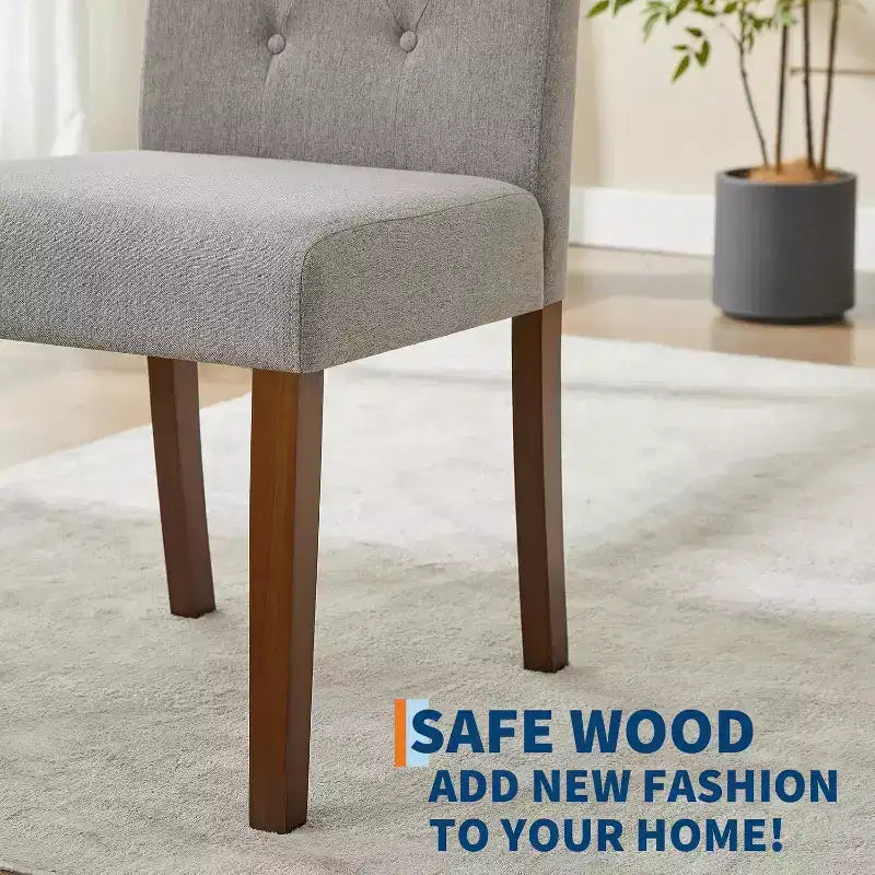 Acekool Sedie da Pranzo Imbottite Set da 2, Design Moderno Parsons con Morbido Tessuto di Lino e Robuste Gambe in Legno per Sala da Pranzo