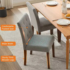 Acekool Sedie da Pranzo Imbottite Set da 2, Design Moderno Parsons con Morbido Tessuto di Lino e Robuste Gambe in Legno per Sala da Pranzo