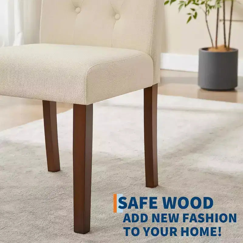 Acekool Sedie da Pranzo Imbottite Set da 2, Design Moderno Parsons con Morbido Tessuto di Lino e Robuste Gambe in Legno per Sala da Pranzo
