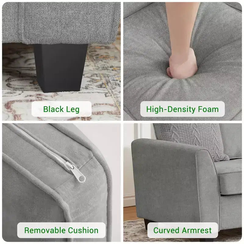 GustoWave 82 Divano per Soggiorno, Divano Moderno Comodo con Cuscino a Media Densità, Rivestimento Sfoderabile, Divano in Tessuto Chenille
