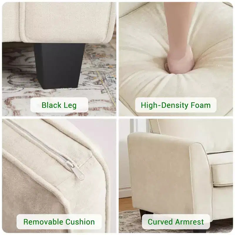GustoWave 82 Divano per Soggiorno, Divano Moderno Comodo con Cuscino a Media Densità, Rivestimento Sfoderabile, Divano in Tessuto Chenille