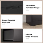 TROPOW Comodino a 4 cassetti per camera da letto, cassettiera nera con maniglie integrate, organizer in legno per soggiorno, nero