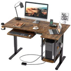 Bestier 57 Scrivania per computer, Scrivania regolabile in altezza con vassoio per tastiera e ripiano per computer, Scrivania da gaming a L con pannello forato