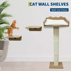 Cat Window Perch, Cat Scratcher - 40 Inch with Sisal Post, Height Adjustable, 2 Wall Shelves, Removable Cushion, Suction Cups for Small Spaces