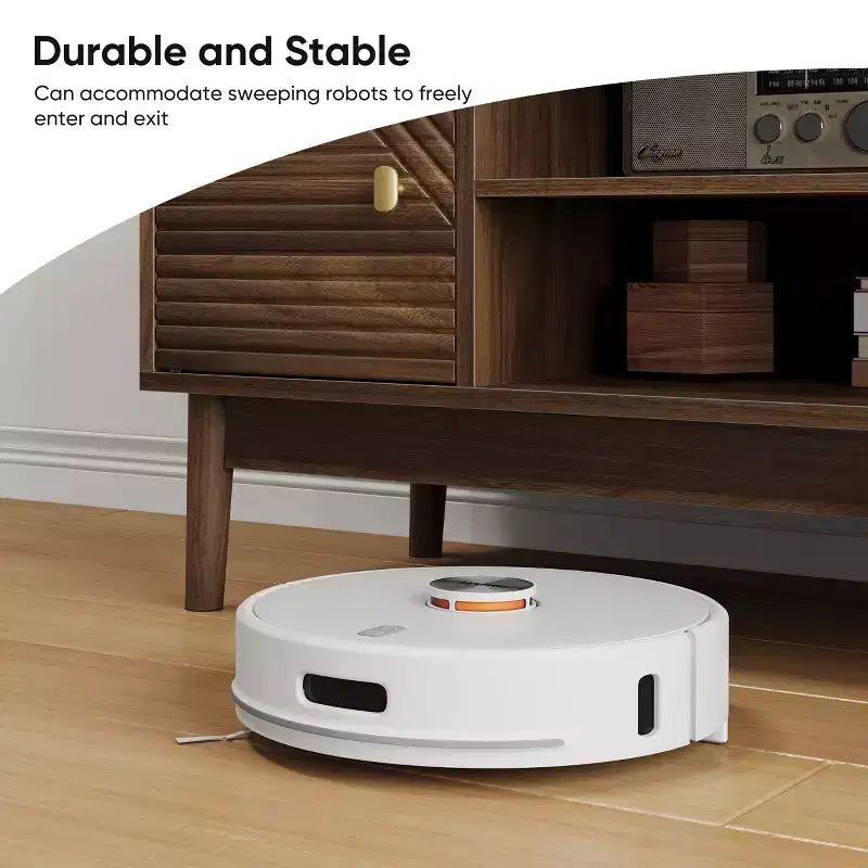 CLIHOME Porta TV moderno di metà secolo da 43,31 pollici per TV da 32/45 pollici, Centro di intrattenimento con contenitore, Tavolo console multimediale, Noce