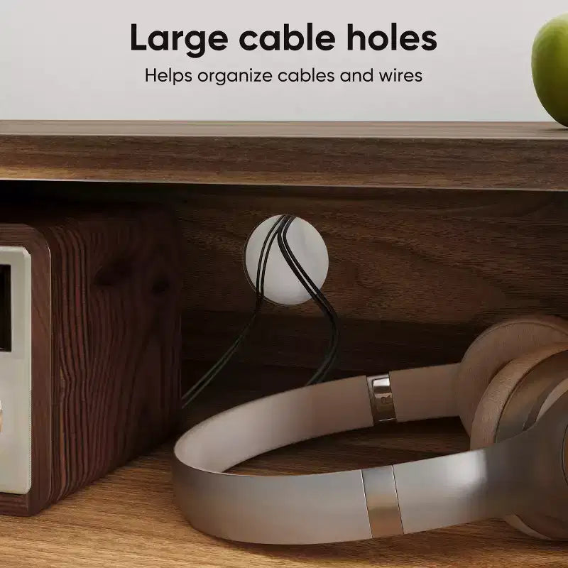 CLIHOME Porta TV moderno di metà secolo da 43,31 pollici per TV da 32/45 pollici, Centro di intrattenimento con contenitore, Tavolo console multimediale, Noce