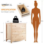 Cassettiera Karl Home a 3 cassetti in MDF (Medium-Density Fiberboard) naturale, larghezza 80 cm