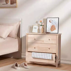 Cassettiera Karl Home a 3 cassetti in MDF (Medium-Density Fiberboard) naturale, larghezza 80 cm
