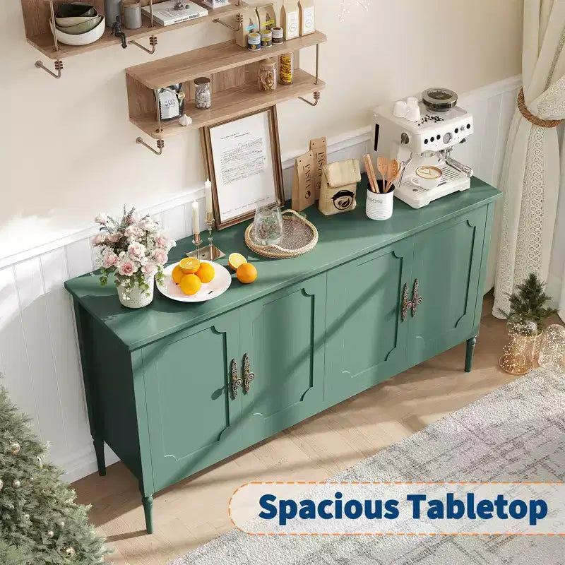 Madia larga 150 cm con funzione contenitore, mobile contenitore da cucina, consolle in legno, mobile decorativo da bar per la sala da pranzo