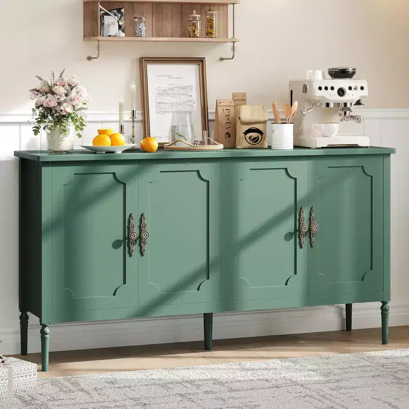 Madia larga 150 cm con funzione contenitore, mobile contenitore da cucina, consolle in legno, mobile decorativo da bar per la sala da pranzo