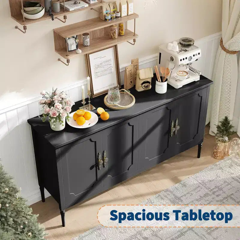 Madia larga 150 cm con funzione contenitore, mobile contenitore da cucina, consolle in legno, mobile decorativo da bar per la sala da pranzo