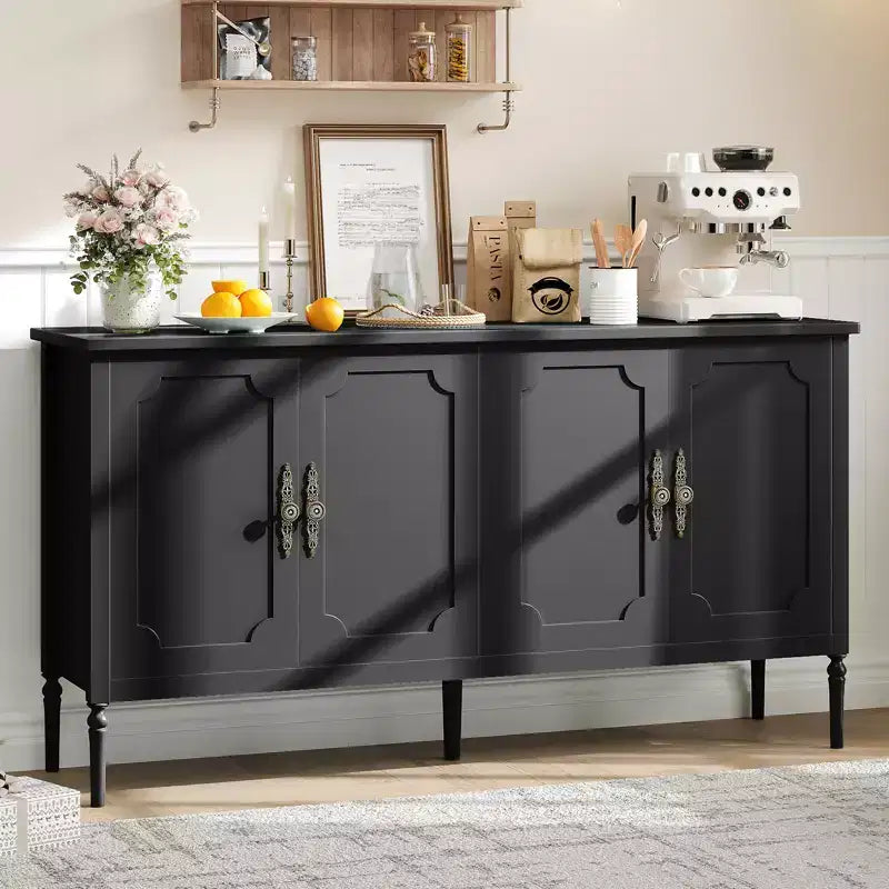 Madia larga 150 cm con funzione contenitore, mobile contenitore da cucina, consolle in legno, mobile decorativo da bar per la sala da pranzo