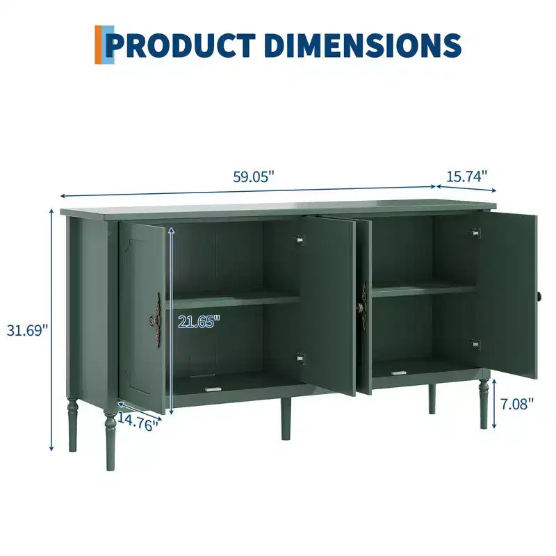 Madia larga 150 cm con funzione contenitore, mobile contenitore da cucina, consolle in legno, mobile decorativo da bar per la sala da pranzo
